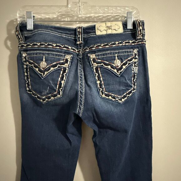 Miss Me Jeans Size 27 Bootcut M5014B26B MK798 Embroidered Flap Pockets Dark Wash - Picture 8 of 16